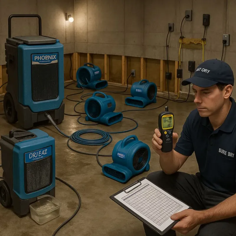 Structural Drying and Dehumidification process in Westbrook, ME